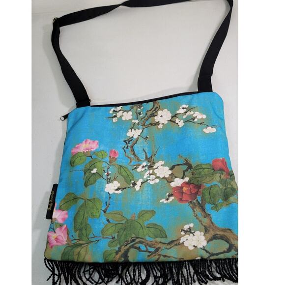 Boho Hippie Crossbody Purse Fringe Bottom Cottage Core 11x12 inch Whimsical Bag - Picture 4 of 8